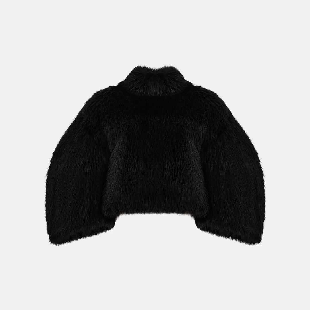 Oversized black faux fur sweater
