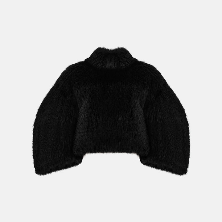 Oversized black faux fur sweater