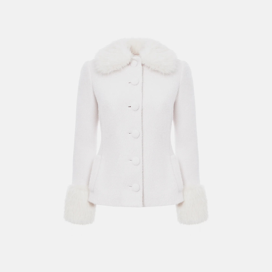 Fitted jacket with faux fur trim