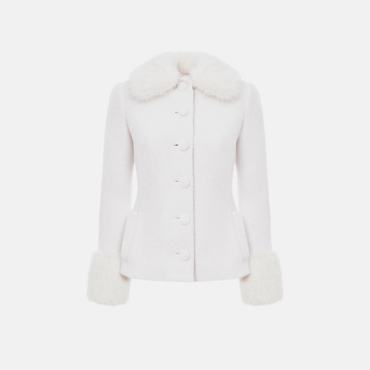 Fitted jacket with faux fur trim