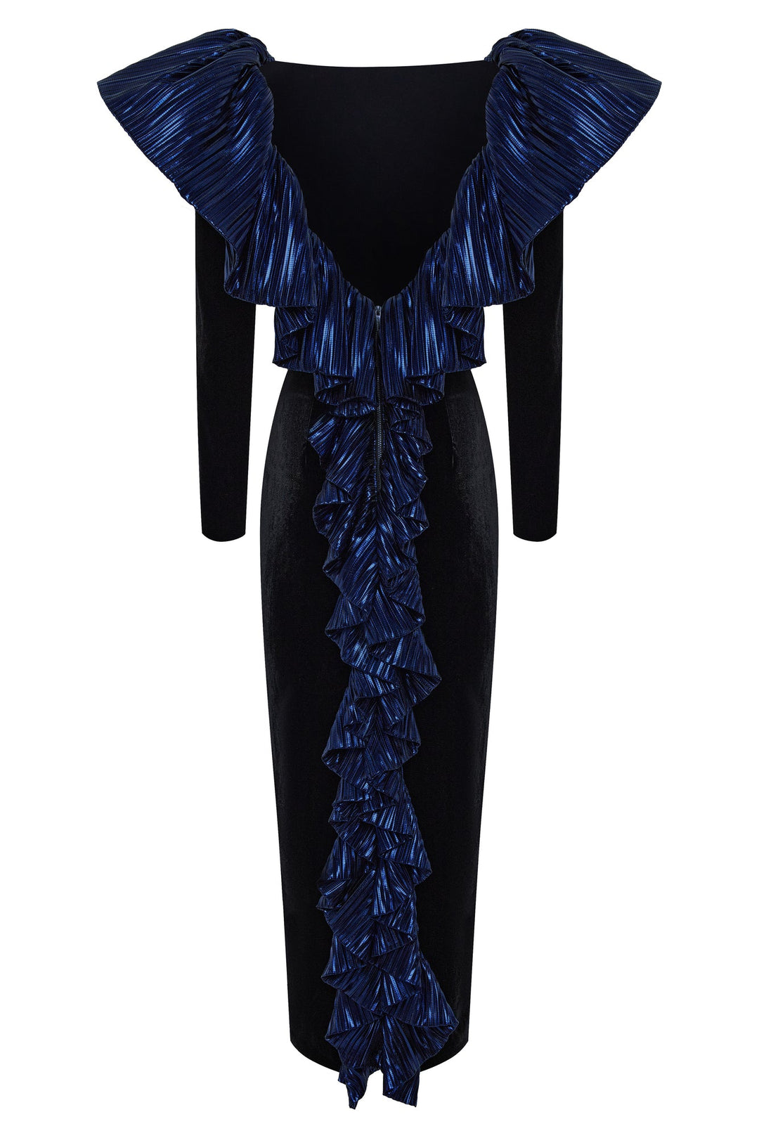 Velvet longsleeved dress with collar