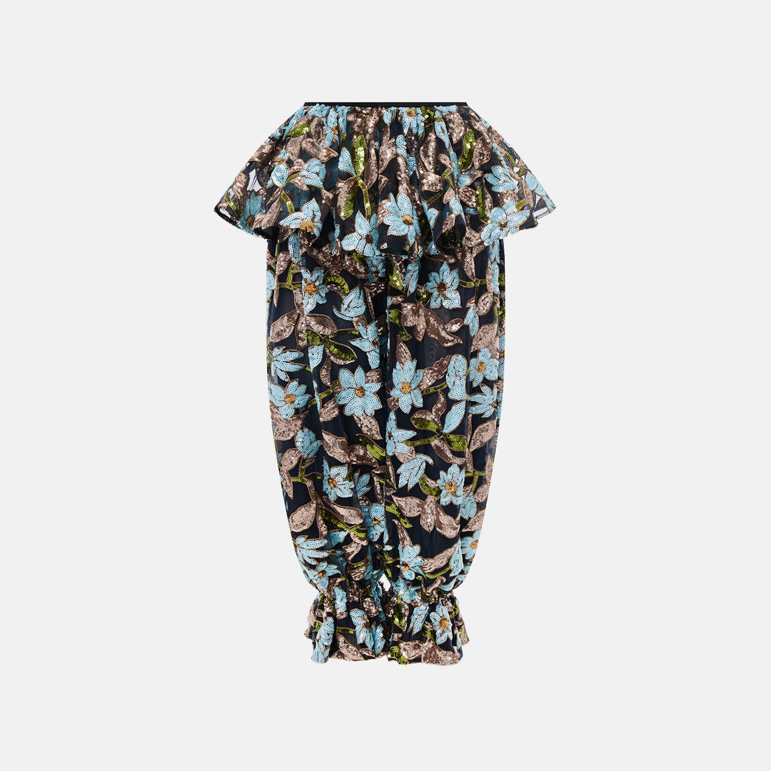 Sequin-embellished trousers with a peplum