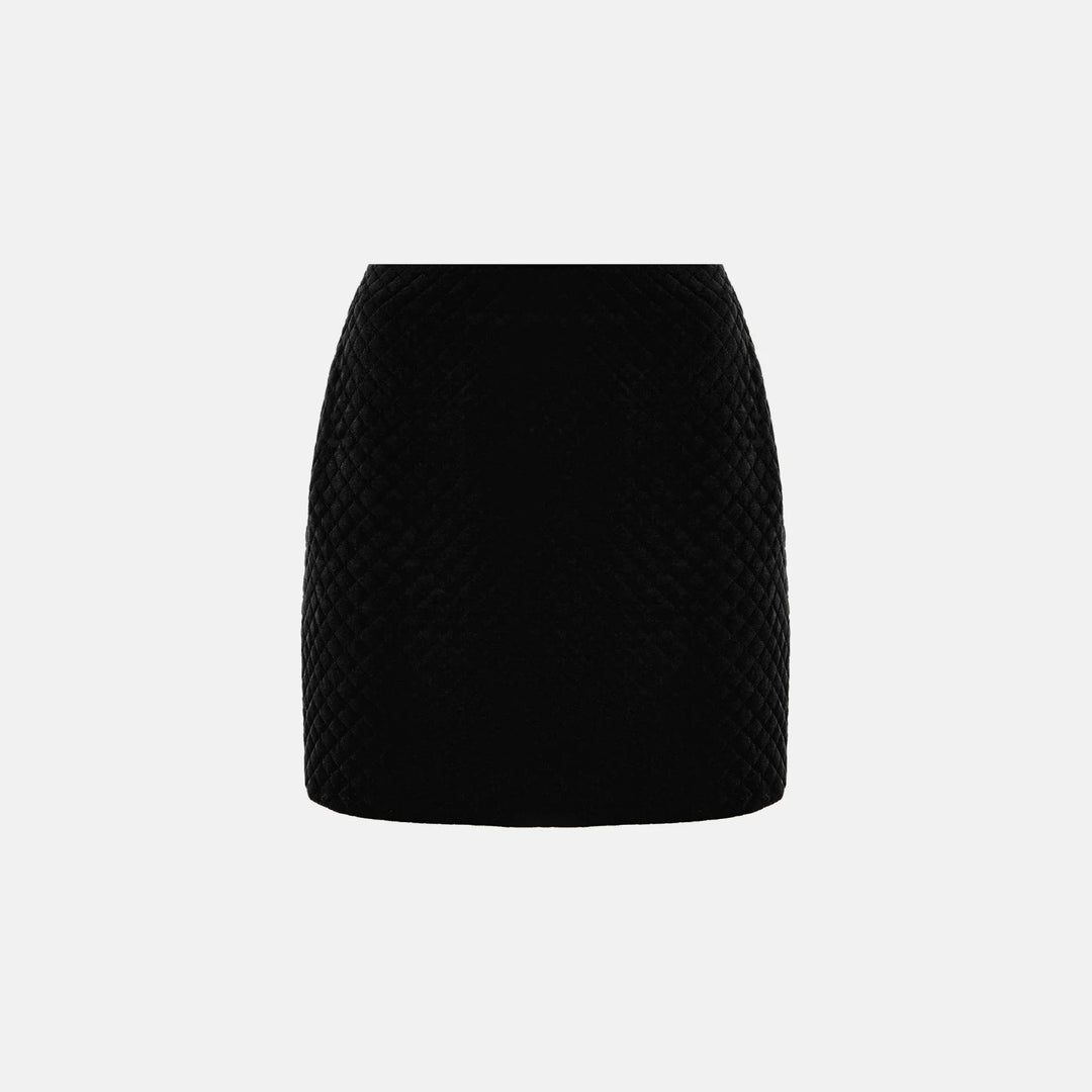 Quilted velvet mini skirt