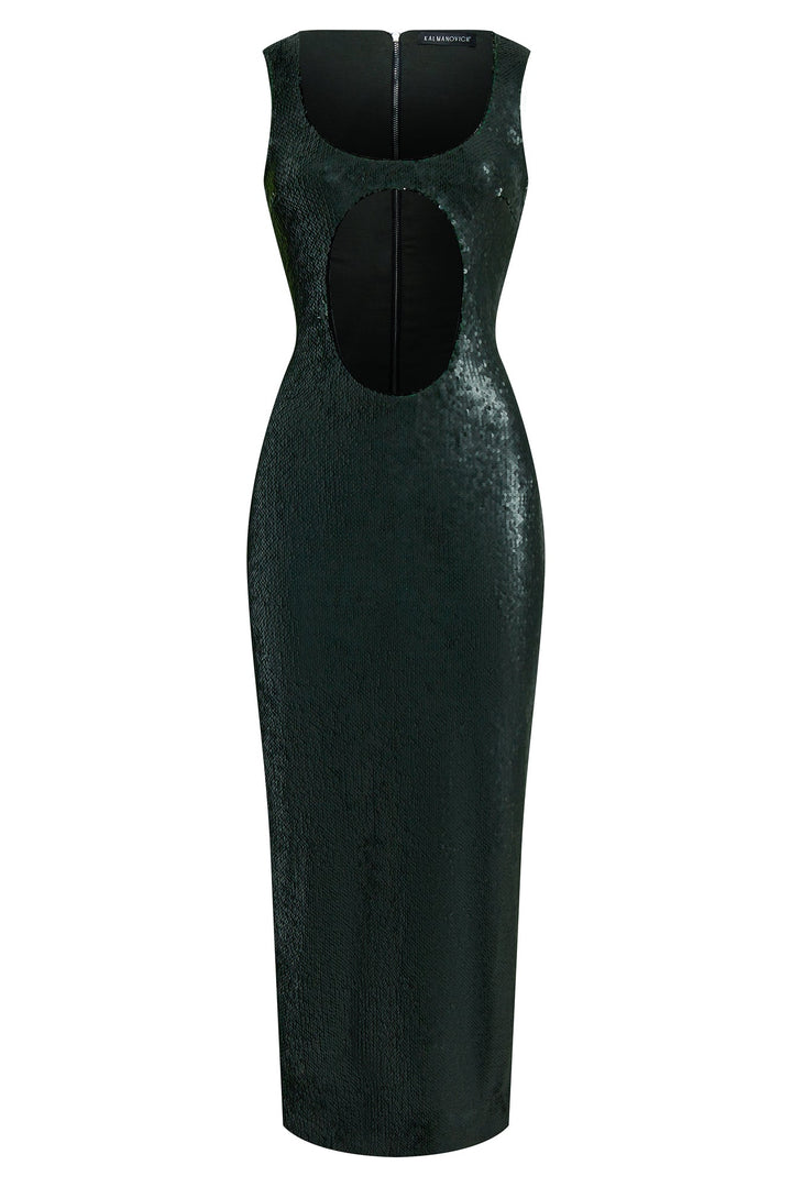 Sequin maxi dress with slit