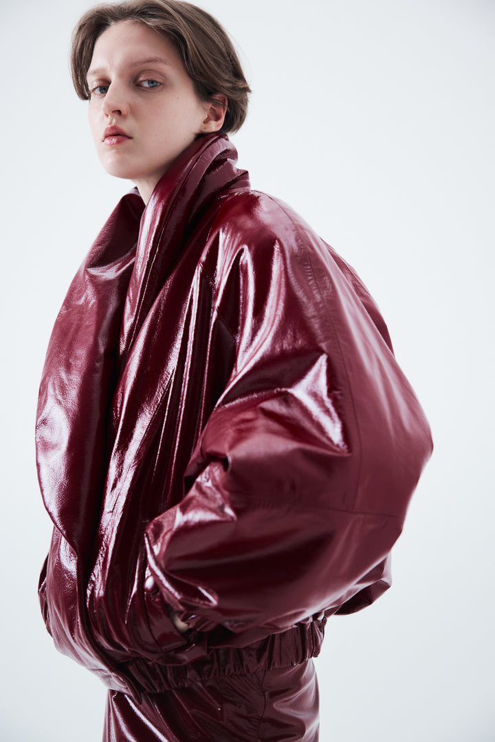 Genuine leather bomber jacket