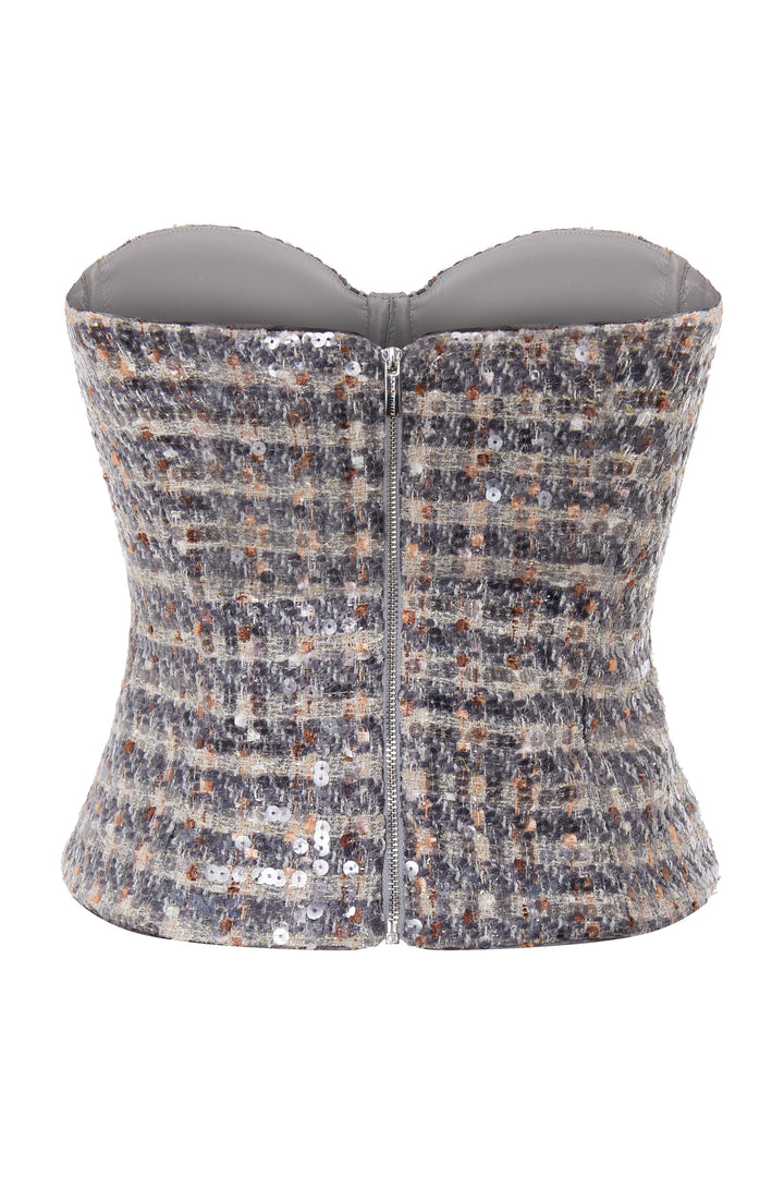 Tweed top-bustier