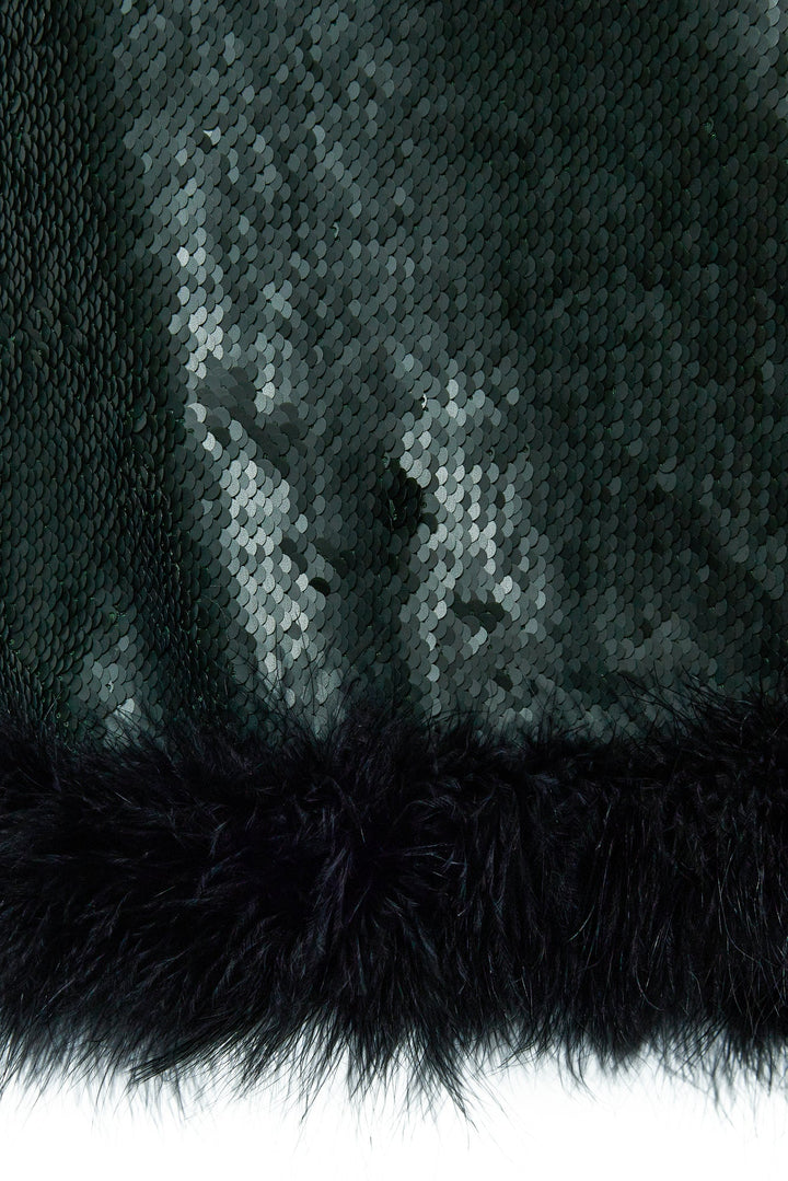 Mini dress with marabou feather trim