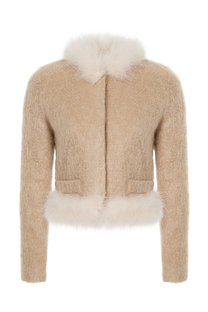 Mohair jacket with marabou feather trim