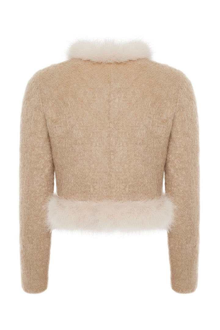 Mohair jacket with marabou feather trim