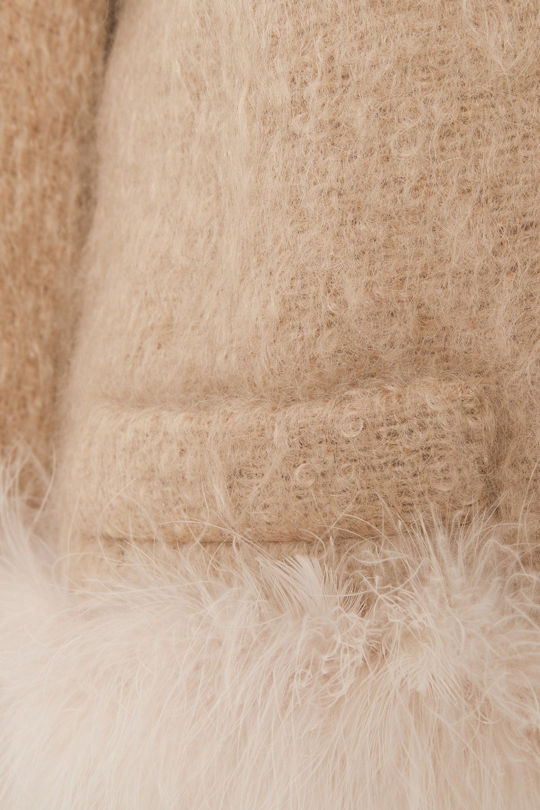 Mohair jacket with marabou feather trim