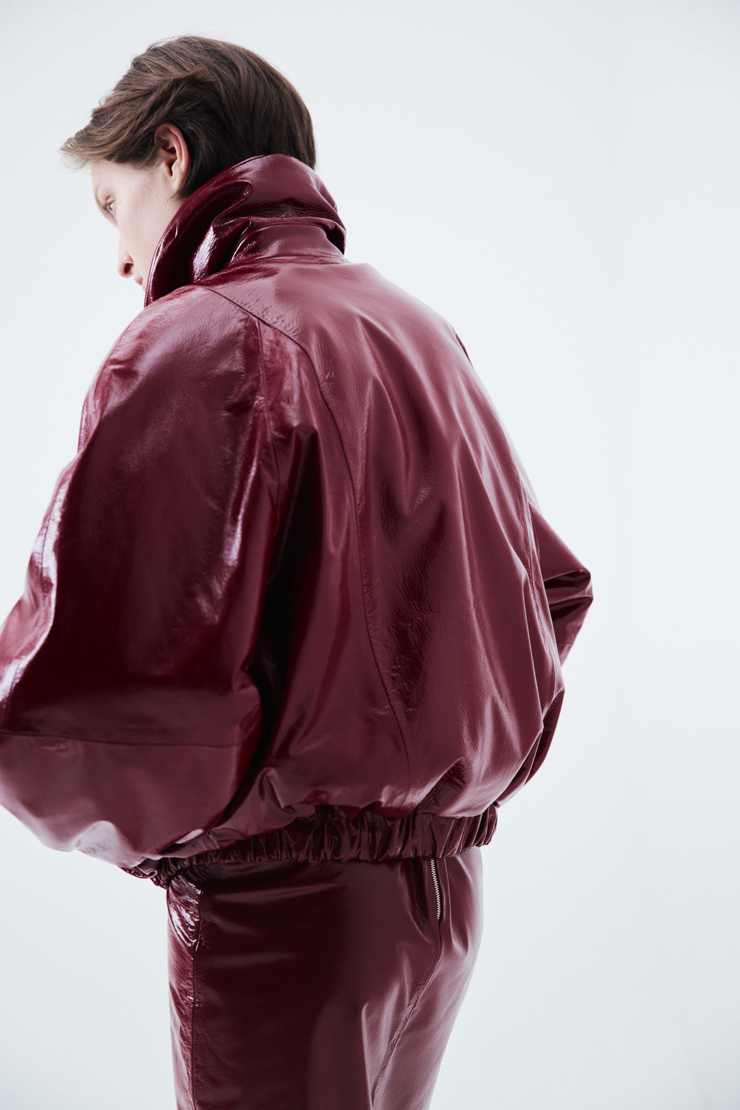 Genuine leather bomber jacket