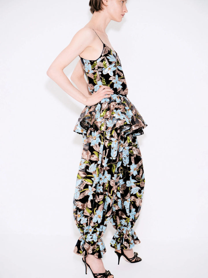 Sequin-embellished spaghetti-strap top