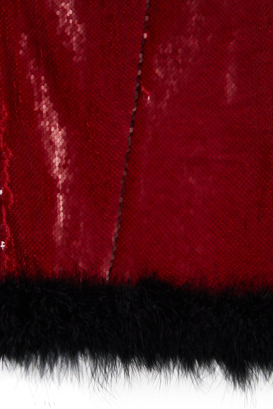Sequin midi dress with marabou feather trim