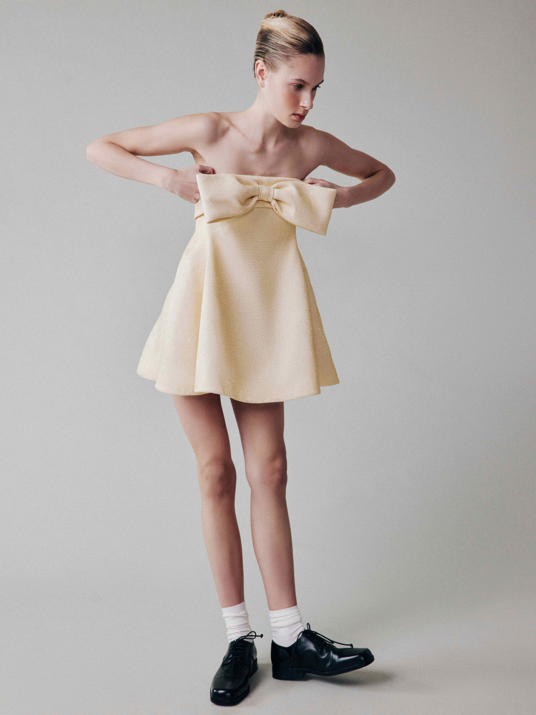 Bow-bodice mini dress