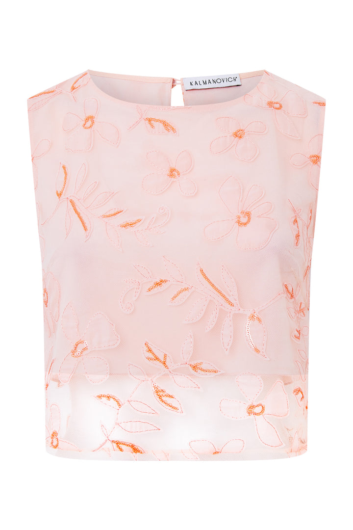 Floral appliqué crop top