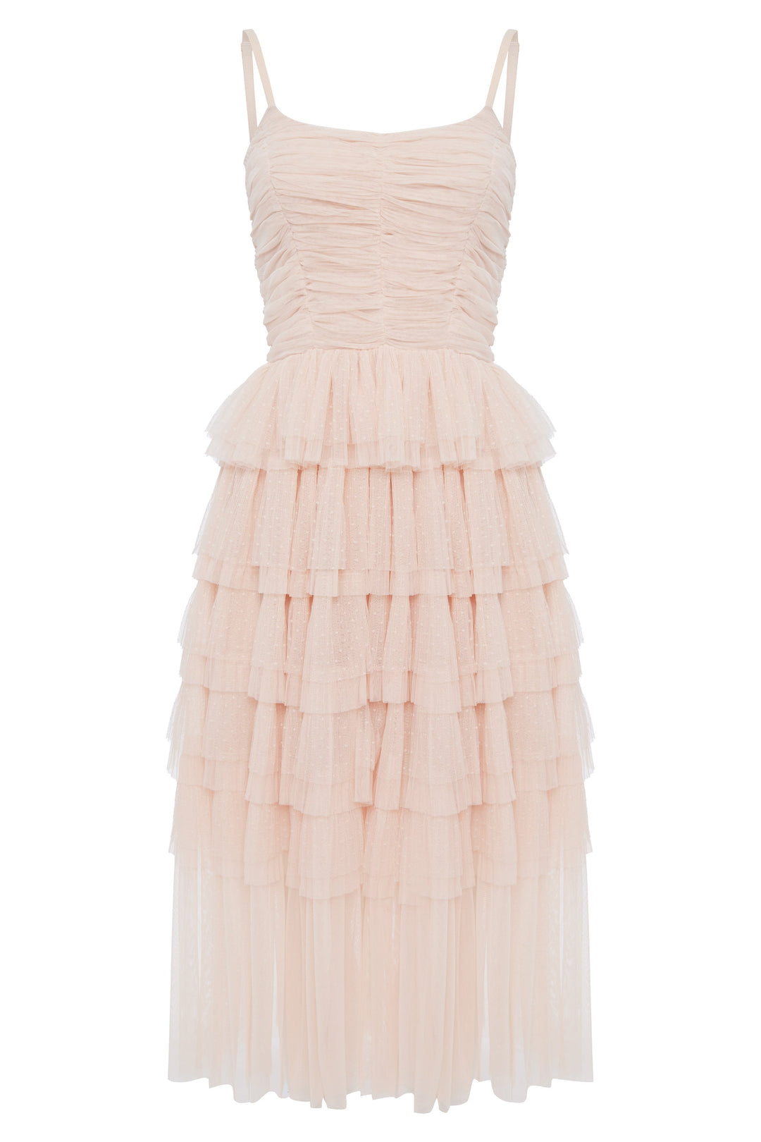 Soft pleated polka dot mesh ruffle dress Soft pleated polka dot mesh ruffle dress