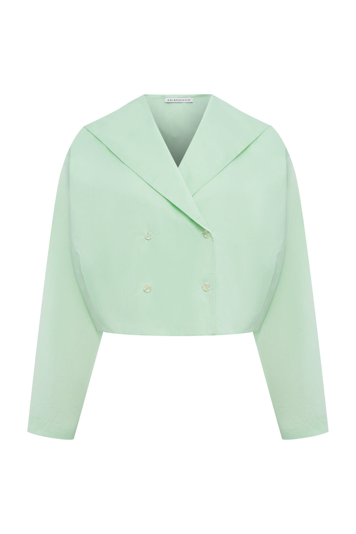 Double-breasted cropped cotton shirt