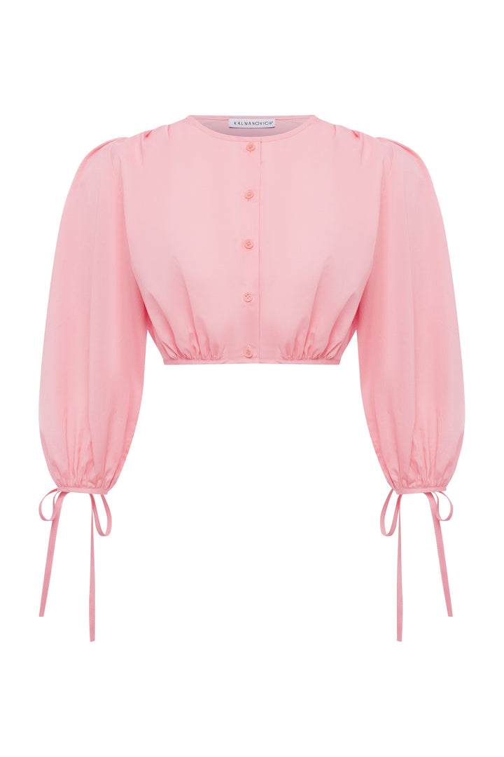 Long-sleeve crop top made of Liberty cotton