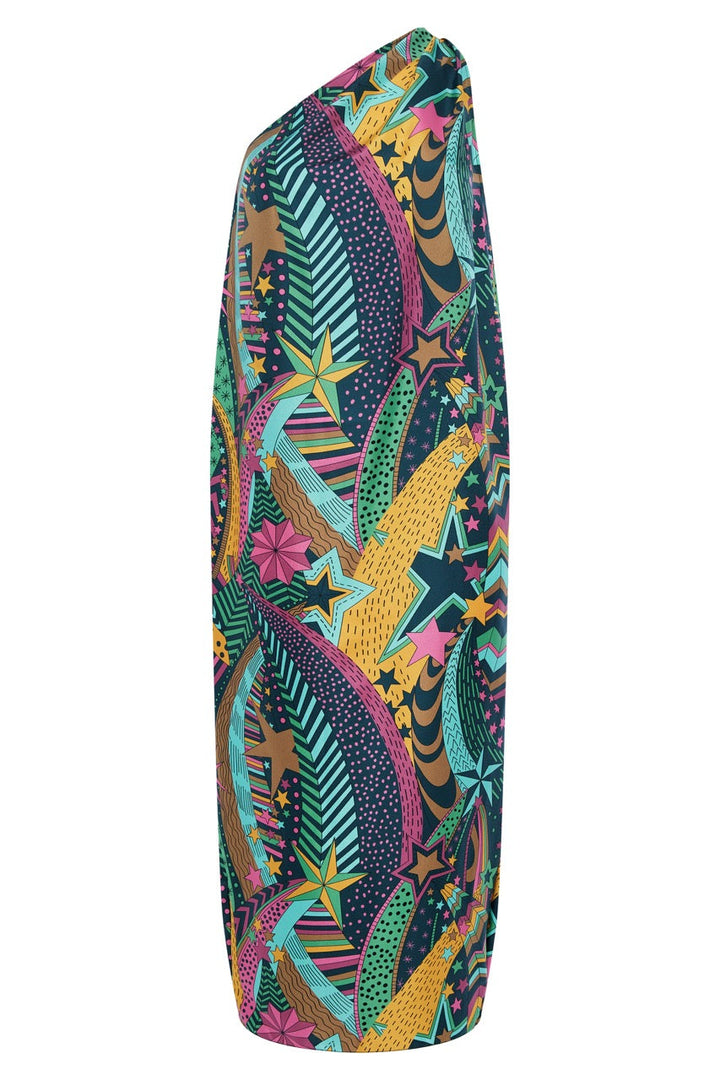 Printed asymmetrical dress made of Liberty silk