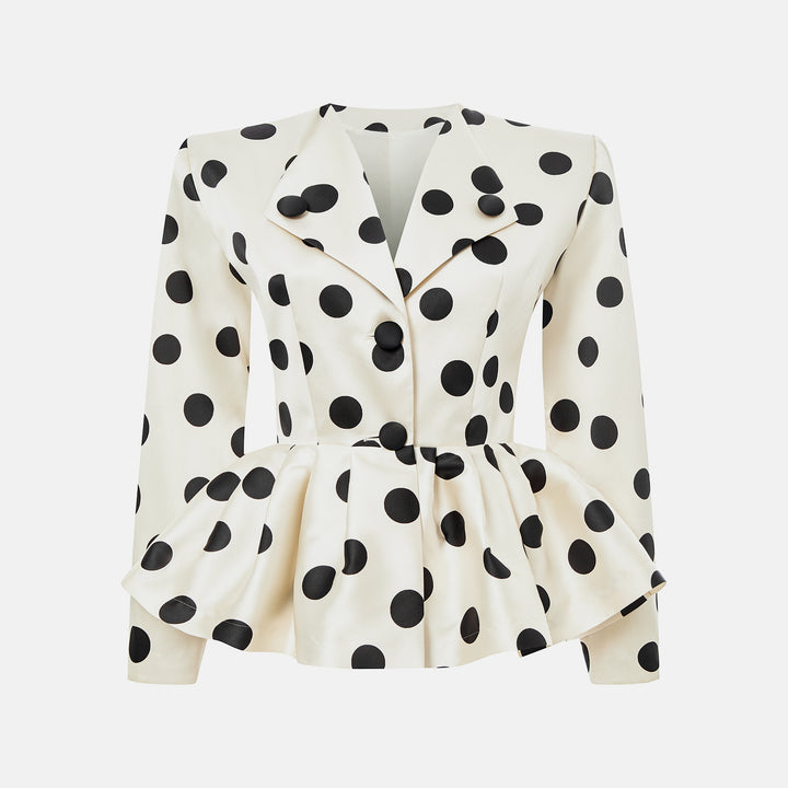 Polka-dot peplum jacket