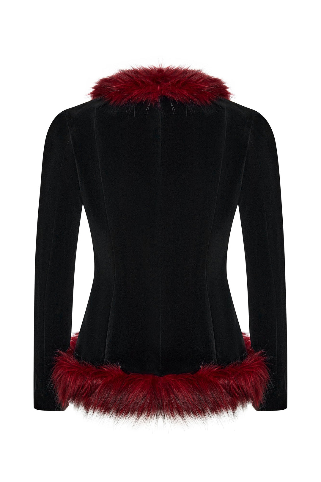 Velvet jacket with faux fur trim