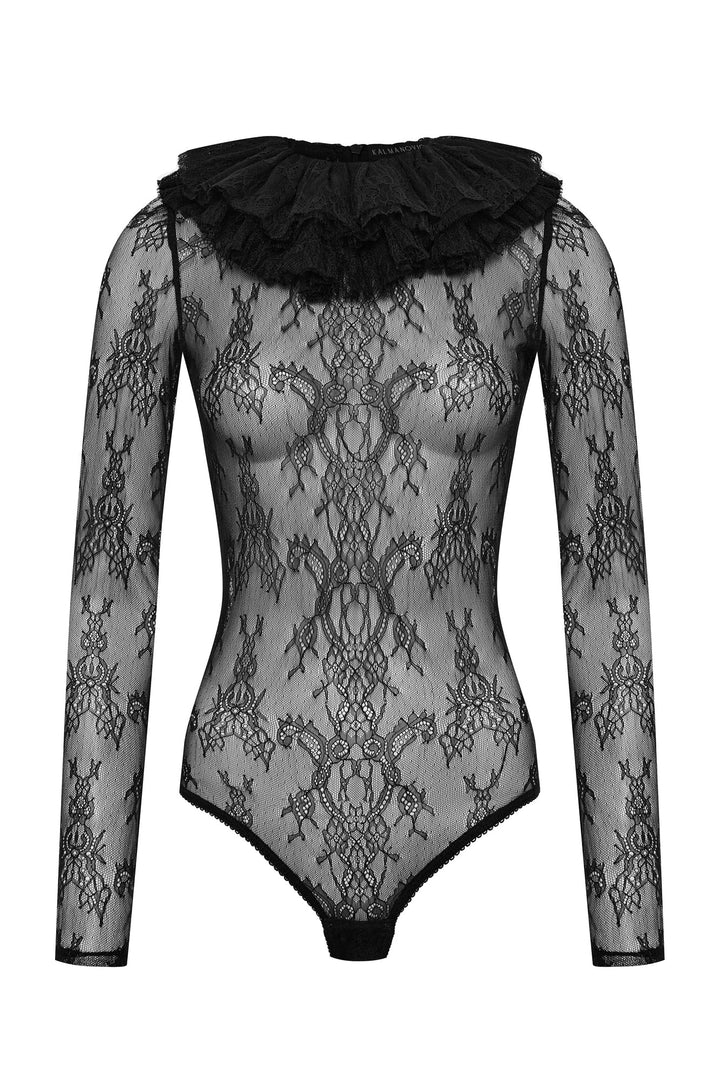 Lace bodysuit with collar