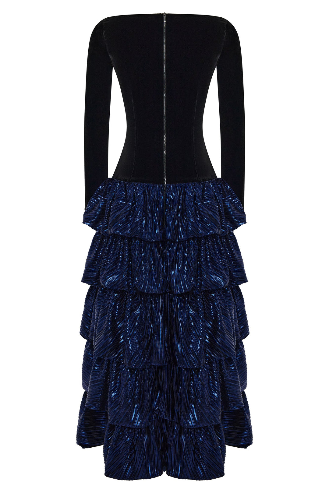Longsleeved maxi dress with ruffled skirt