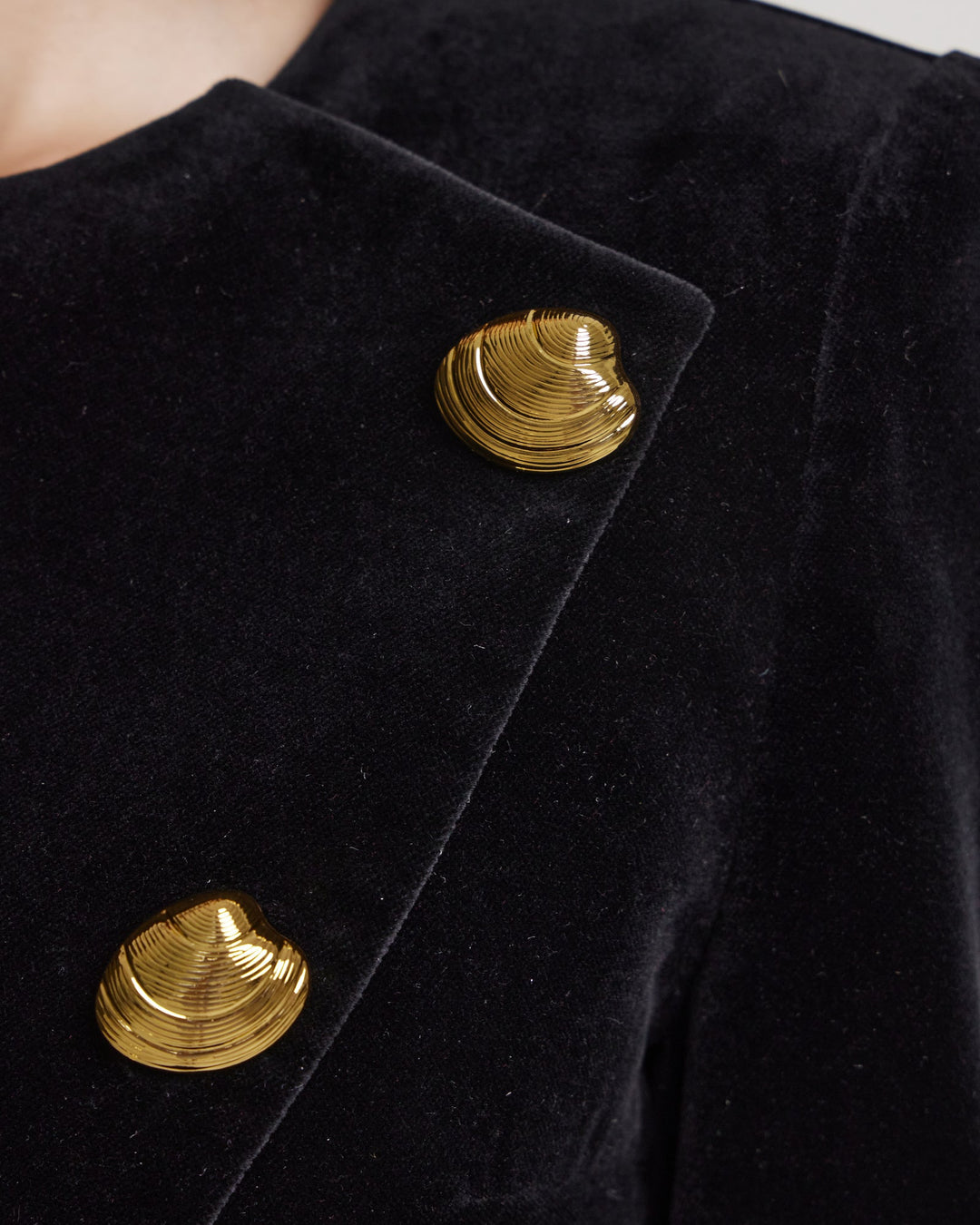 Velvet jacket with gold buttons