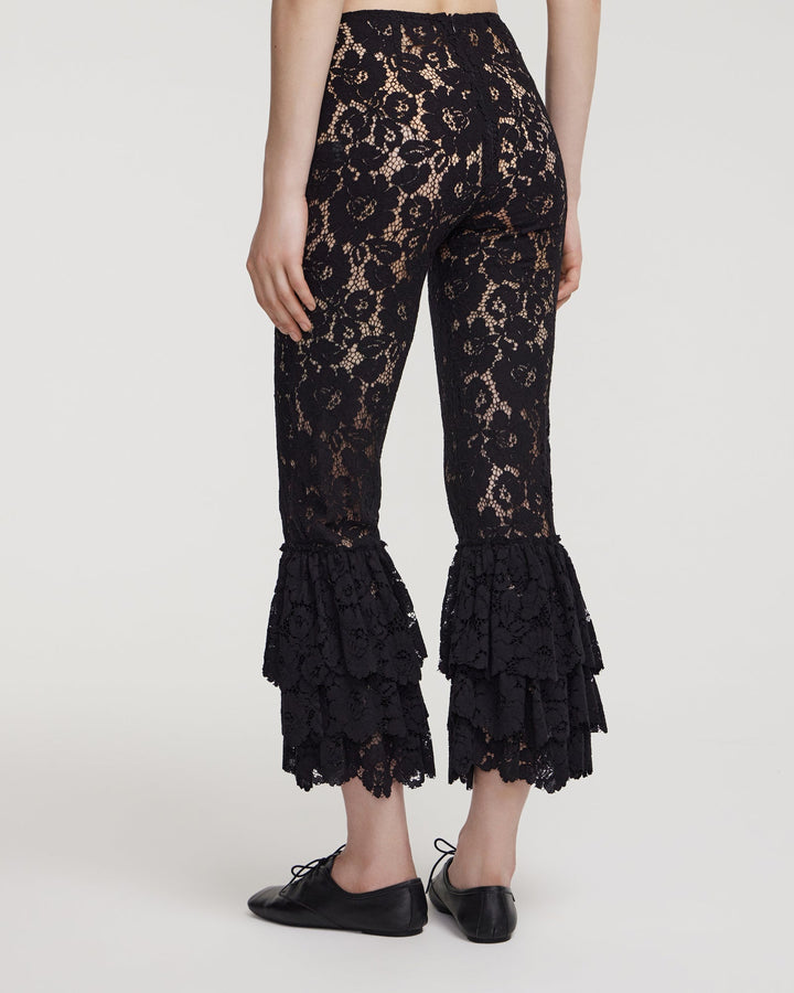 Cord lace trousers with ruffles
