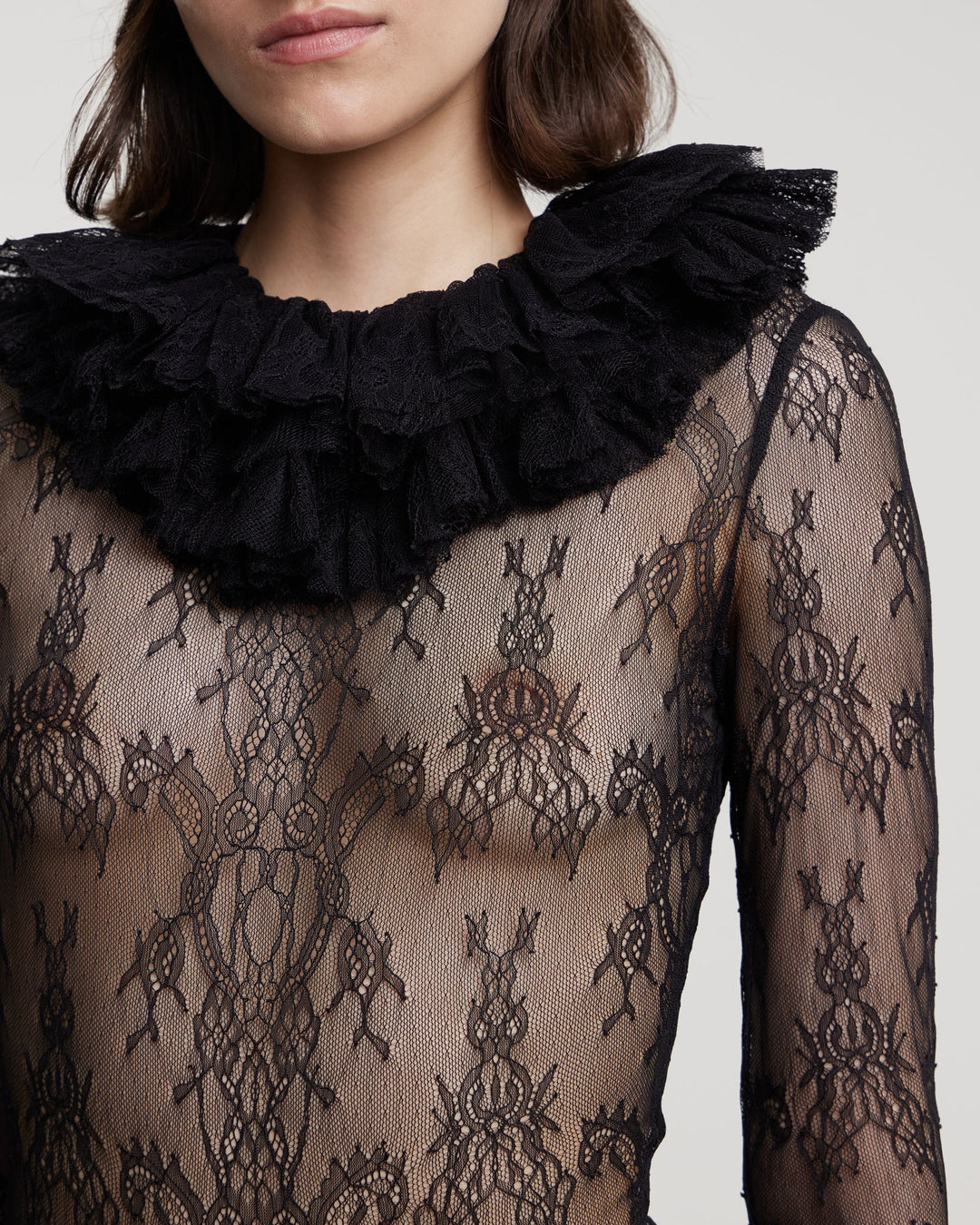 Lace bodysuit with collar