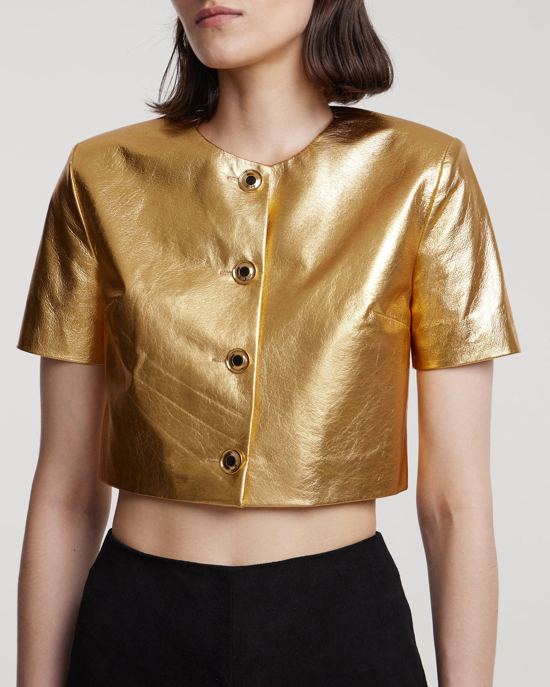 Cropped leather jacket
