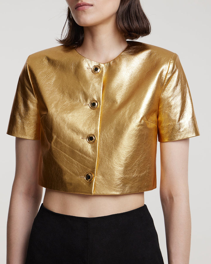 Cropped leather jacket