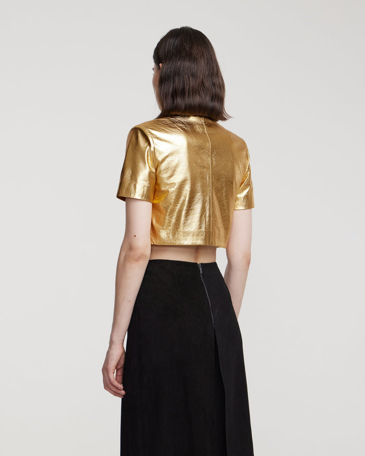 Cropped leather jacket