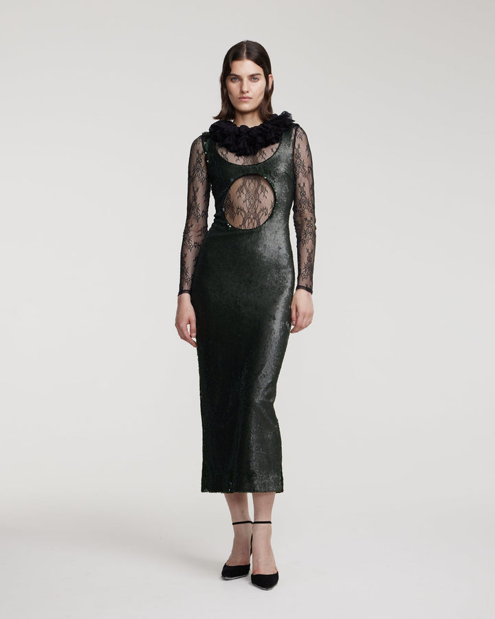 Sequin maxi dress with slit