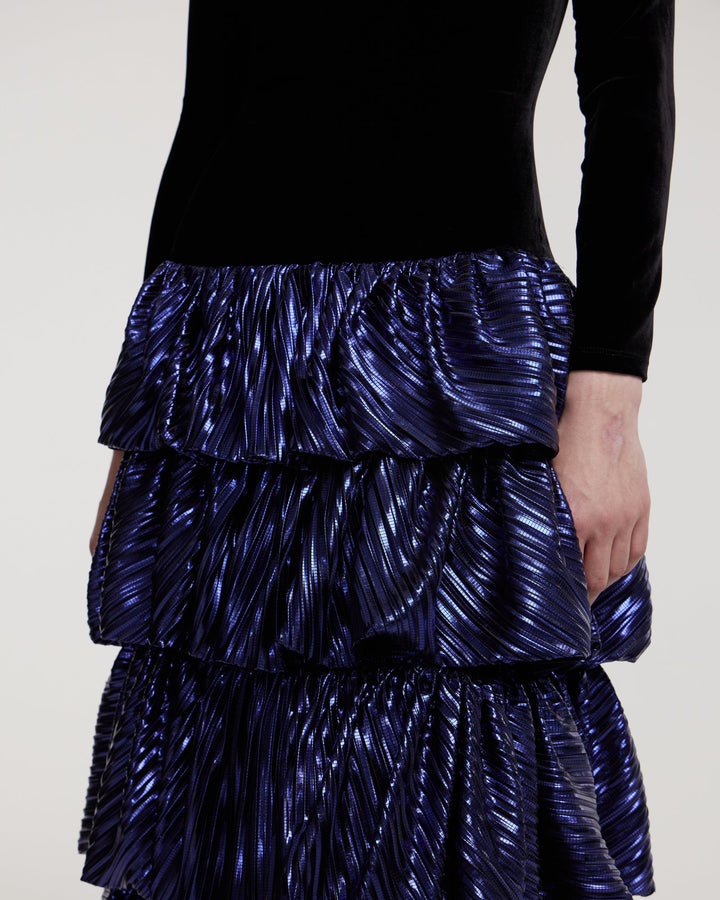 Longsleeved maxi dress with ruffled skirt
