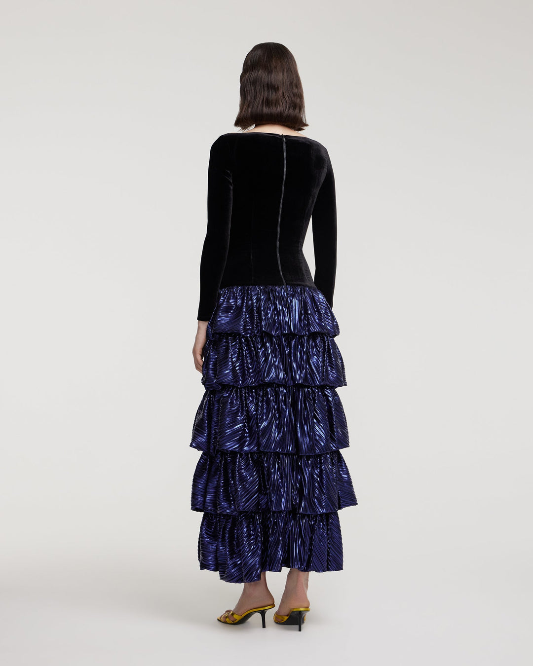 Longsleeved maxi dress with ruffled skirt
