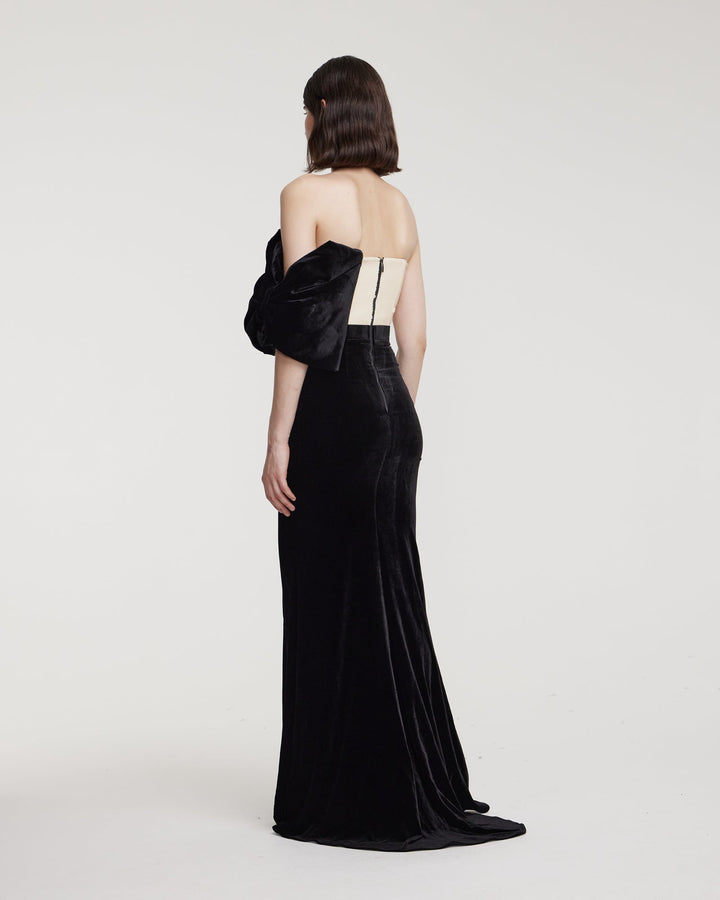 Velvet bustier dress with sequins