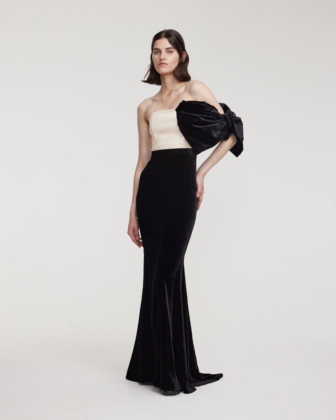 Velvet bustier dress with sequins
