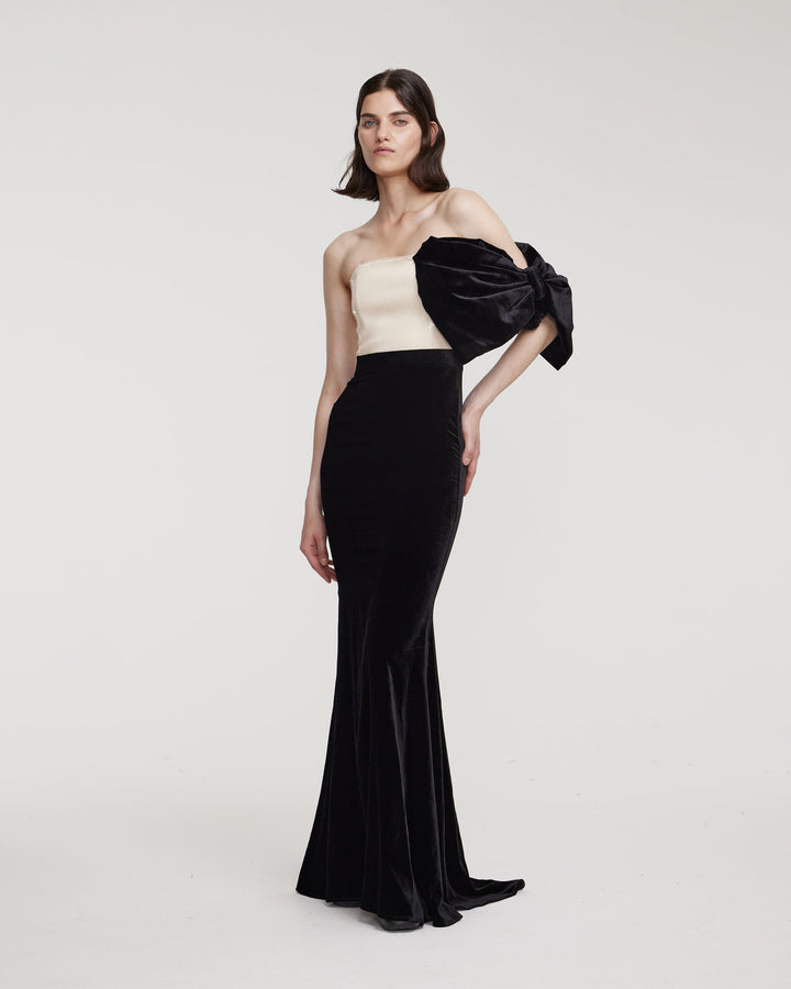 Velvet bustier dress with sequins