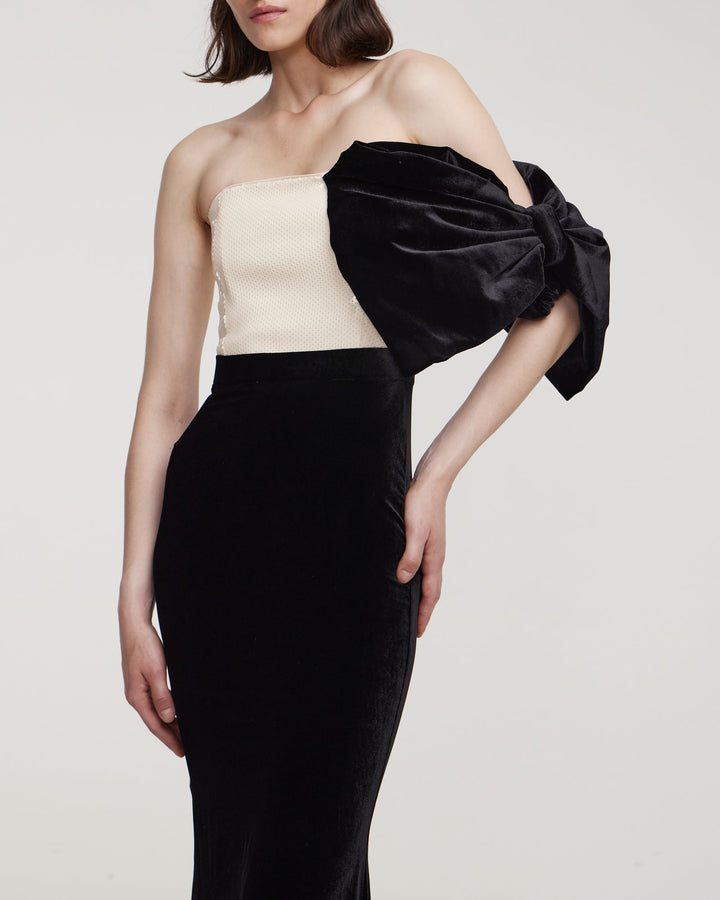 Velvet bustier dress with sequins