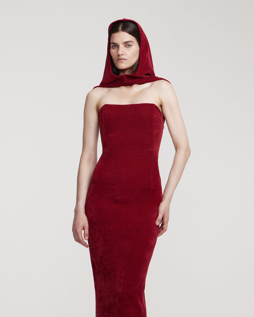 Bustier dress with hood