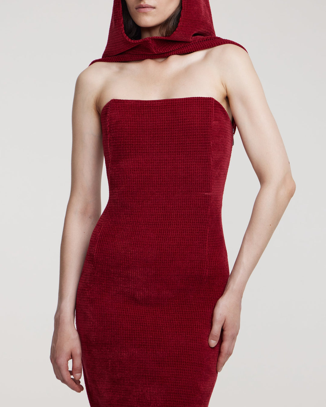 Bustier dress with hood