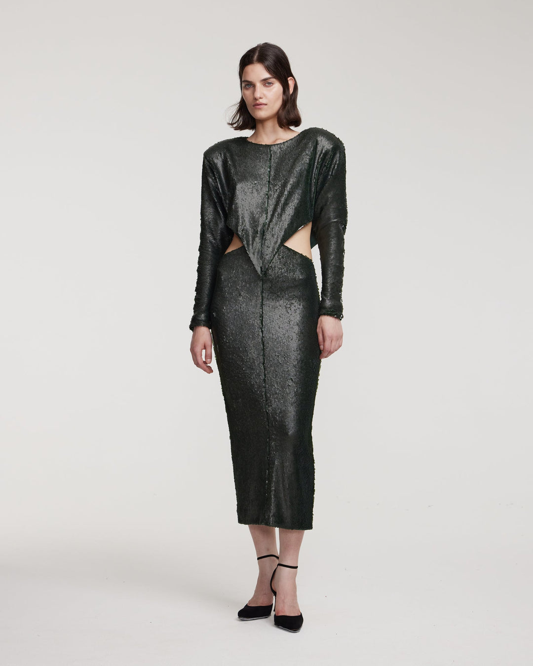 Sequin gown with cutouts
