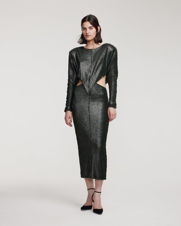 Sequin gown with cutouts