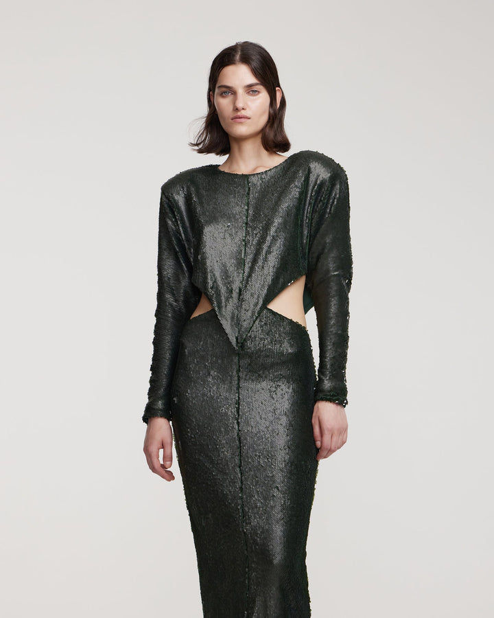 Sequin gown with cutouts