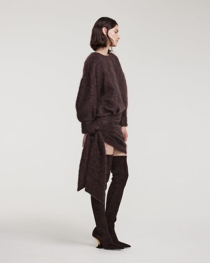 Mohair mini dress with draping
