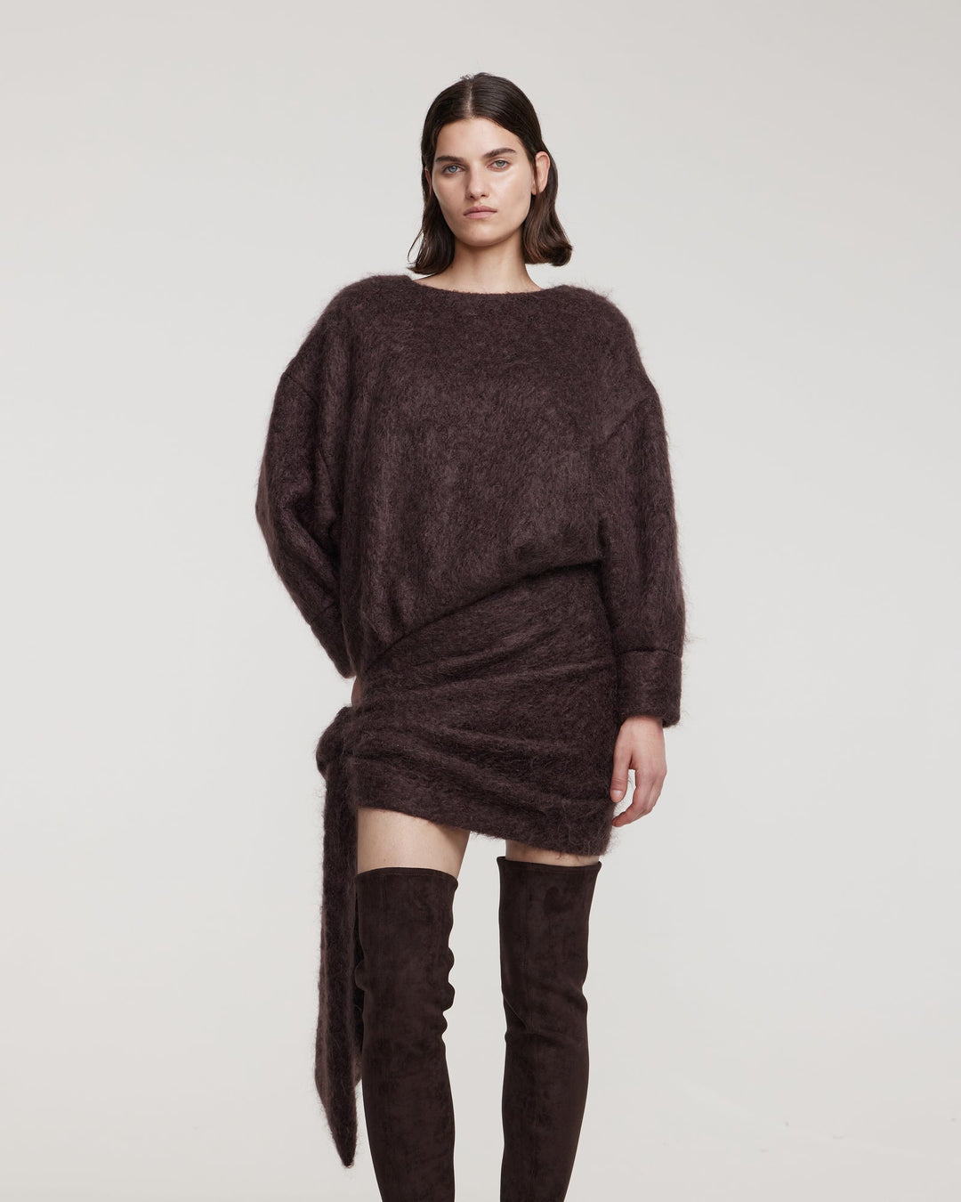 Mohair mini dress with draping