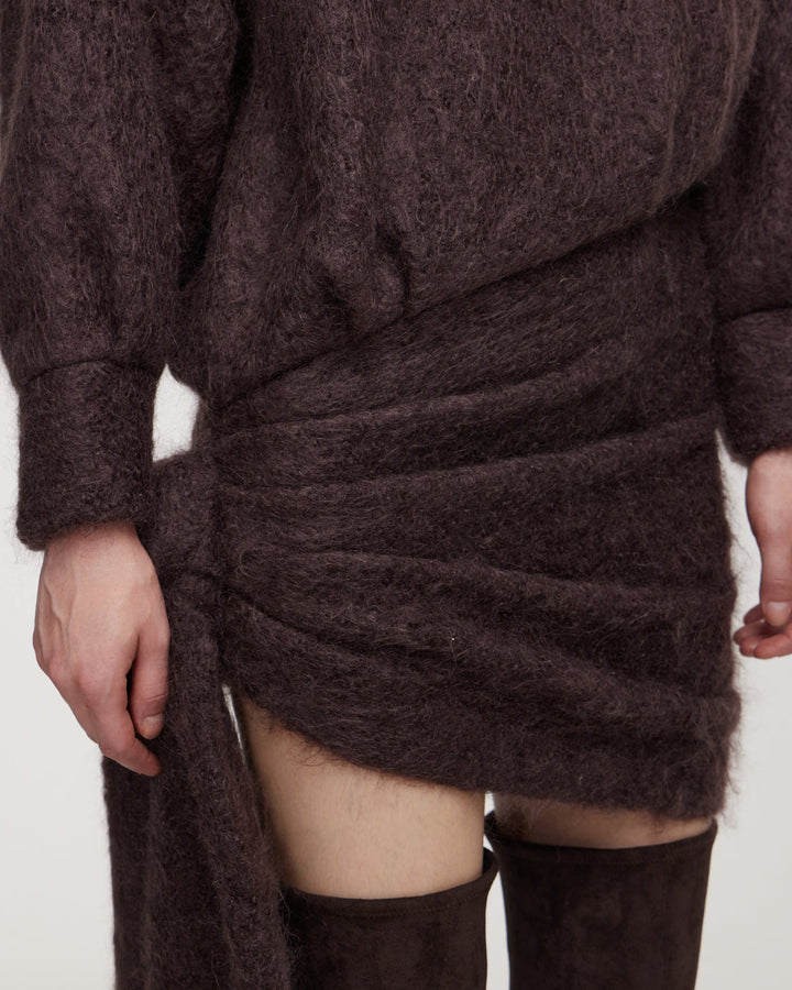 Mohair mini dress with draping