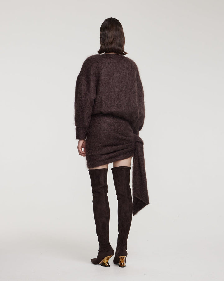 Mohair mini dress with draping