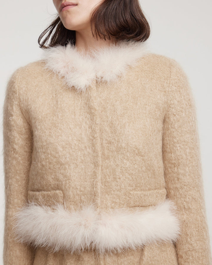 Mohair jacket with marabou feather trim